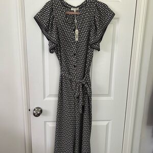 NEW Max Studio Short Sleeve Belted Jumpsuit Large